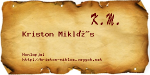 Kriston Miklós névjegykártya